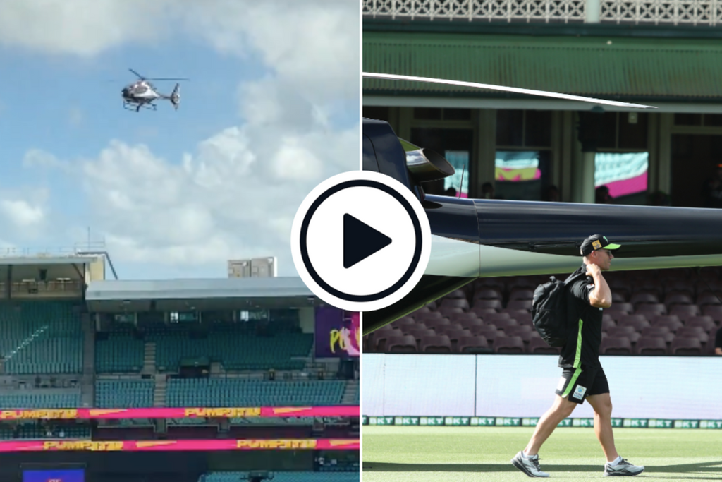 Watch: David Warner lands on SCG outfield in helicopter to play BBL