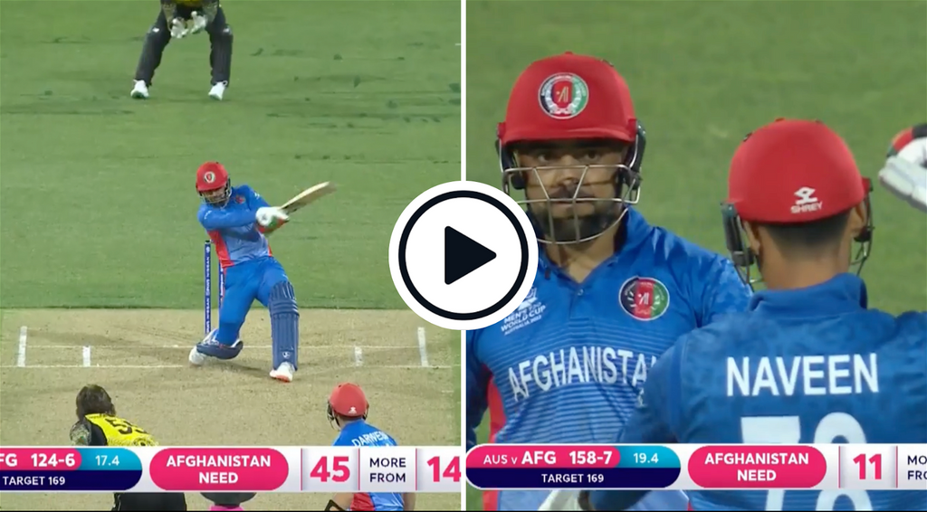 Watch: Rashid Khan blasts two sixes in two balls as stunning heist attempt v Australia falls just short