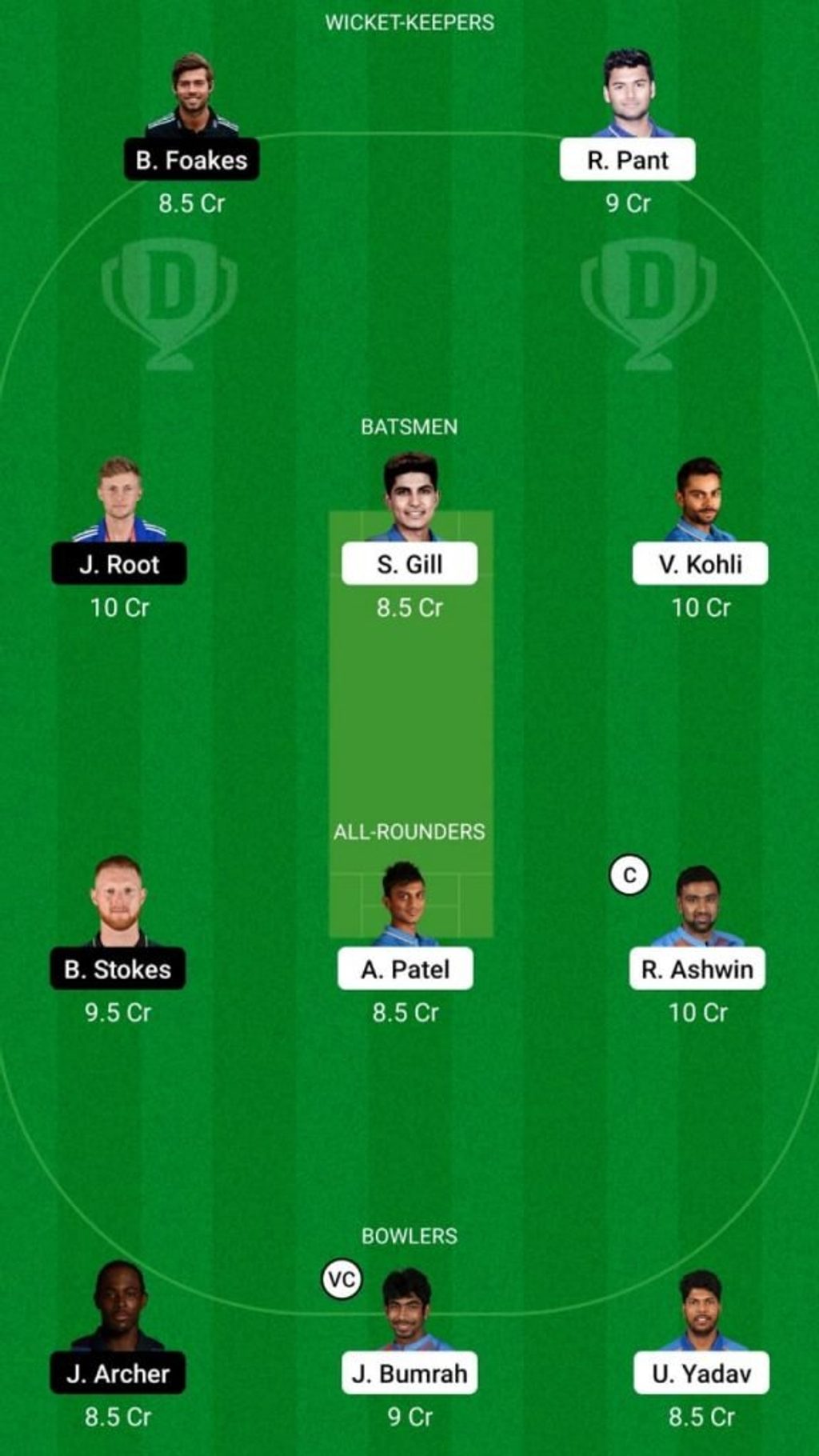 India v England Dream 11