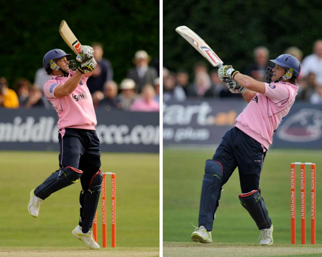 Adam Gilchrist hitting out on his return to Richmond CC while playing for Middlesex