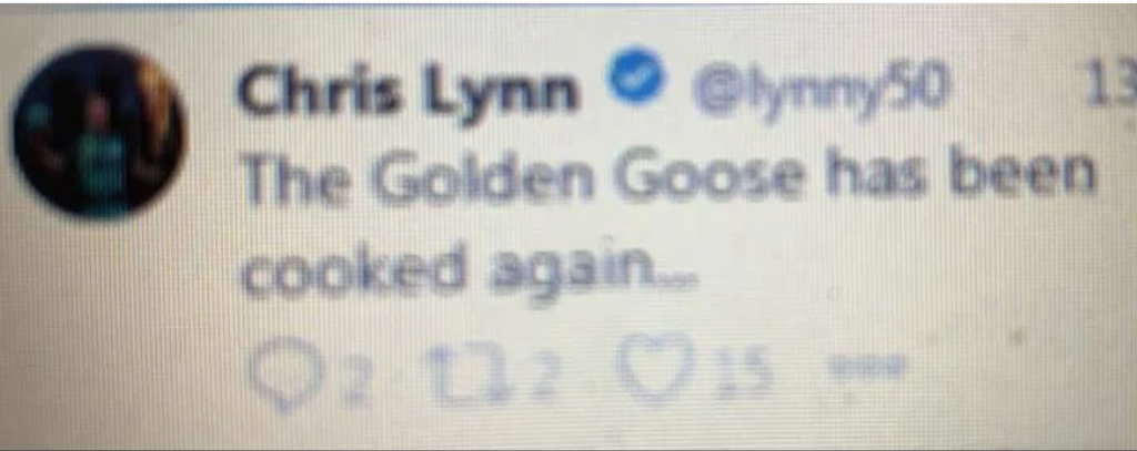 The reported tweet that Lynn later deleted (Source: foxsports.com.au)