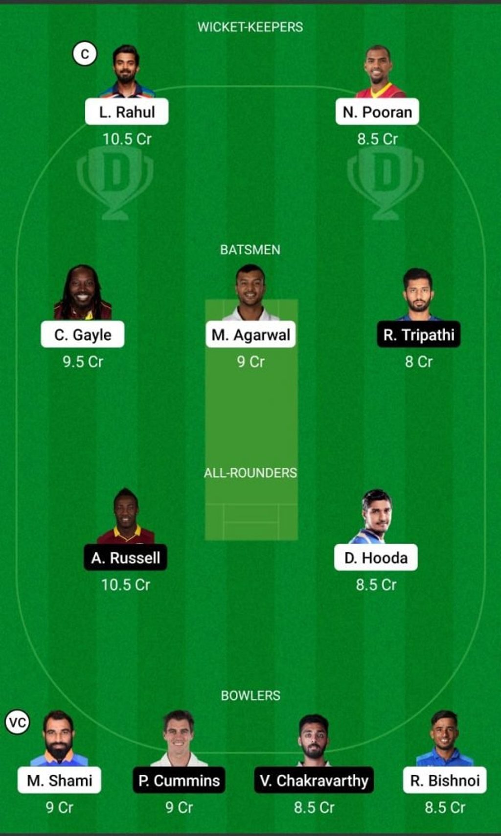 PBKS KKR Dream11 team