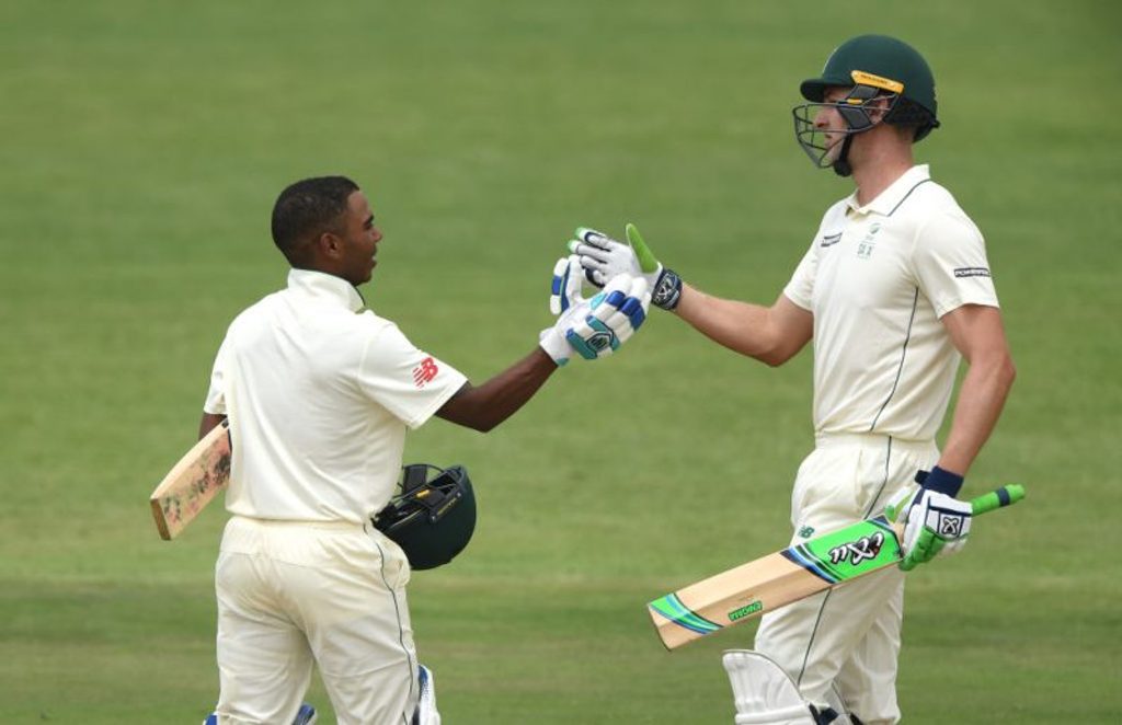 Keegan Petersen (left) made 111 in the second warm-up game against England