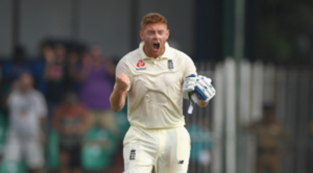 Jonny Bairstow celebrates reach a century against Sri Lanka in 2018