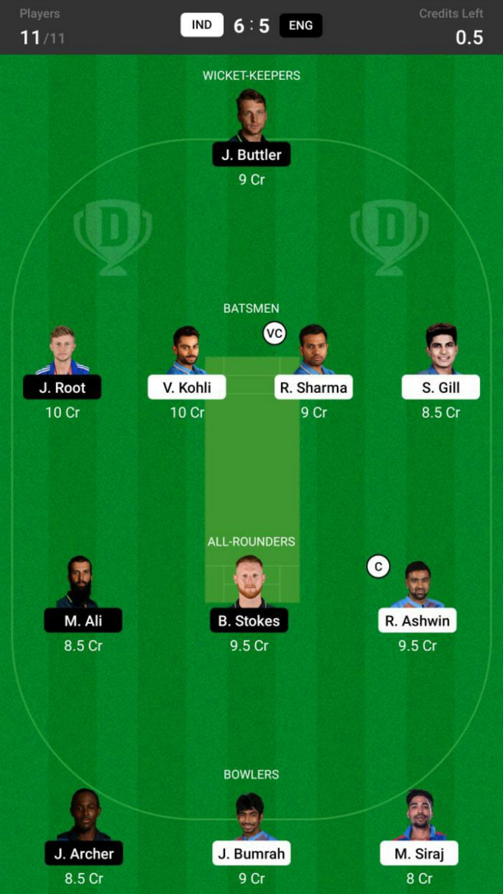 India England Dream 11