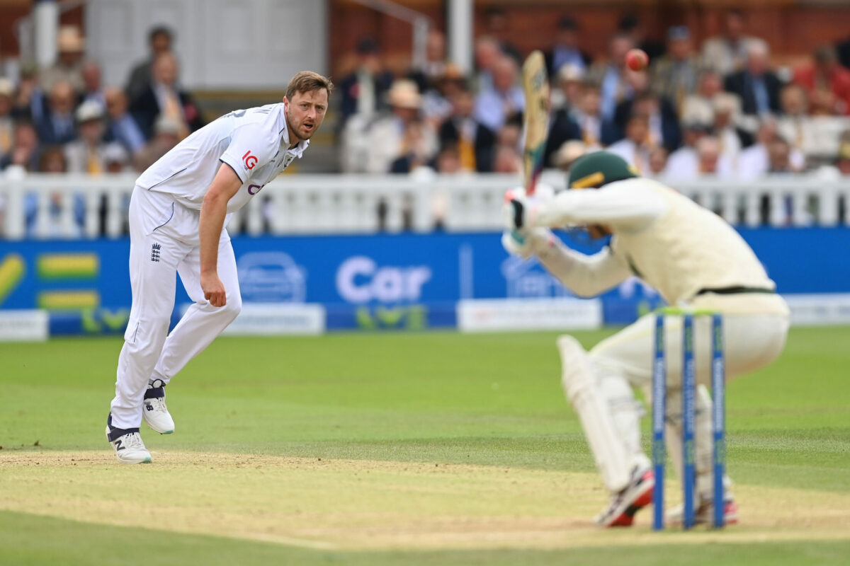 Ollie Robinson bowls in the Lord's Test