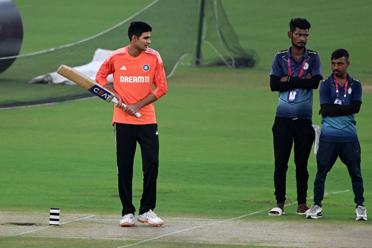 Shubman Gill practises ahead of the India v Pakistan match in World Cup